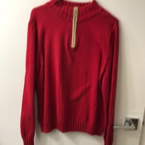 Karen Scott Red and Gold Cowl Neck Sweater